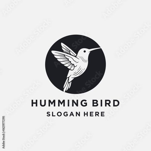 Artistic humming bird logo perfect for nature or beauty brand logo.