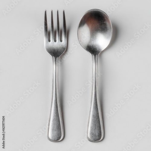 Wallpaper Mural Overhead view of a fork and spoon on a white background Torontodigital.ca