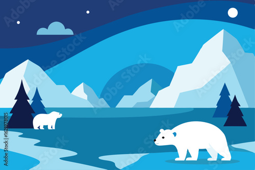 arctic tundra with polar bears background   (1).eps