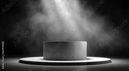 Wallpaper Mural Cylindrical platform in smoky, dark setting, lit from above Torontodigital.ca