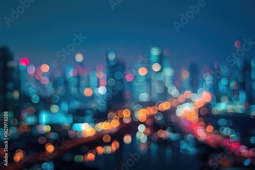 Wallpaper Mural Blurred cityscape at night, bokeh lights Torontodigital.ca