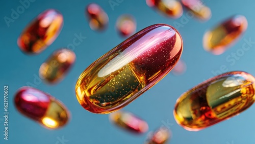 Wallpaper Mural Transparent capsules float against a blue backdrop Torontodigital.ca