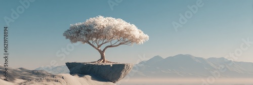 Wallpaper Mural Solitary white tree on a cliff, desert backdrop Torontodigital.ca