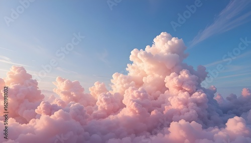 Abstract Pastel Colored Sky with Fluffy Clouds – Serene Wide Background for Mockups and Design