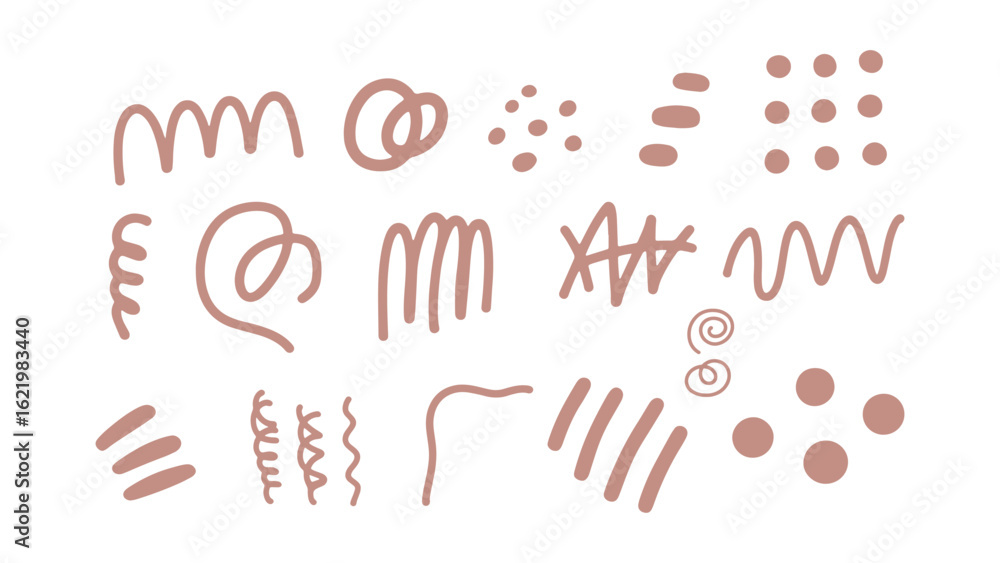 Obraz premium Hand Drawn Doodle Elements Vector Set with Abstract Shapes and Lines for Creative Design