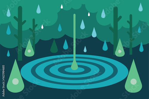 raindrops forming ripples on forest puddle   (1).eps
