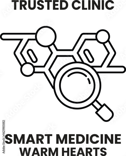 A black and white image of a magnifying glass with a label that reads "Smart Med