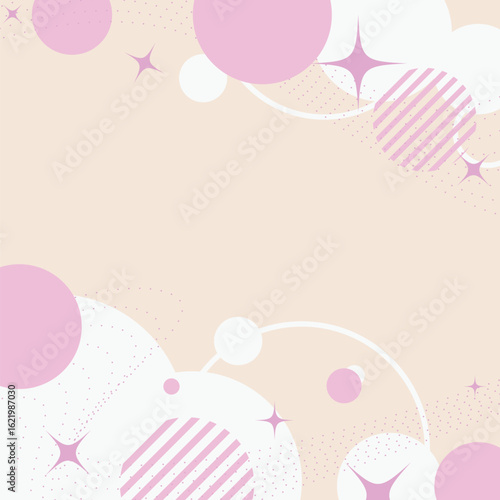 Pastel Pink Heavenly Flat Cloud on Cream Yellow Background