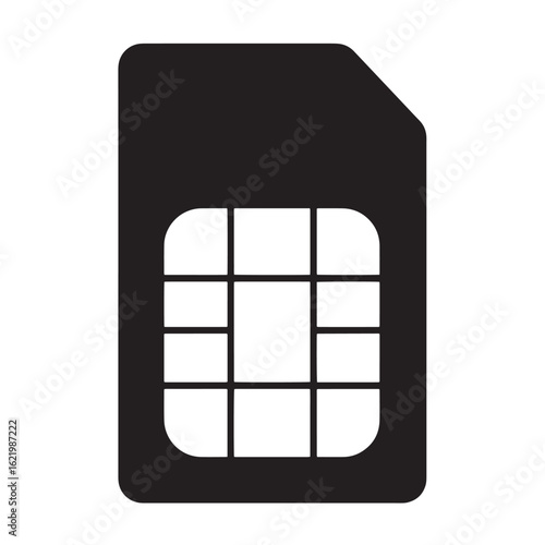 Black sim card illustration modern design representing mobile technology and digital connectivity