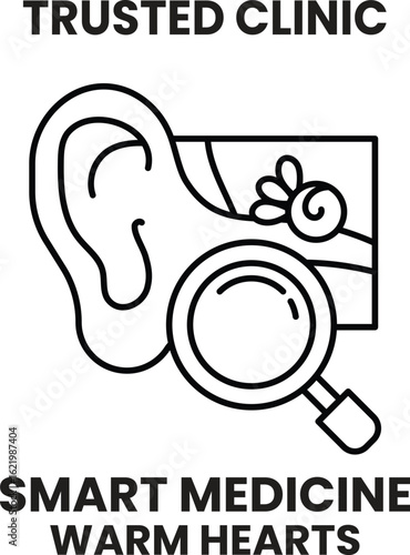 A black and white image of a magnifying glass with a label that reads "Smart Med