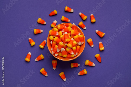 Bowl of tasty Halloween can...