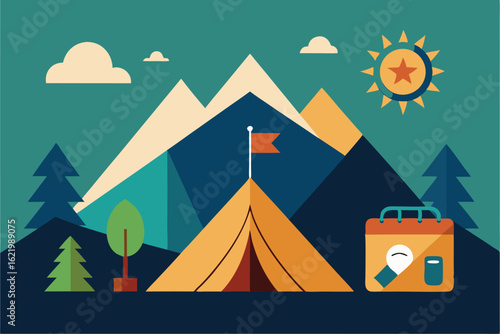 colorful summer camp flyer template with activity .eps