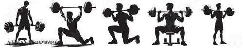 vector young man lifting weights silhouette
