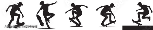 vector of young man playing skateboard silhouette