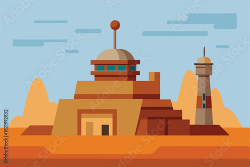 vector illustration of an ancient temple