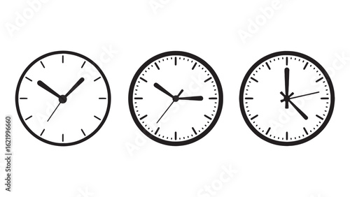Time Zone Clock Vector Set World Time Clock Face Design with Hour Minute and Second Hands
