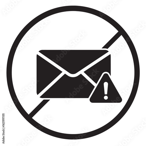 Email communication blocked or restricted symbol represents warning regarding unwanted messages