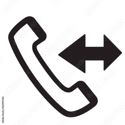 Incoming and outgoing call icon represents phone call communication arrows and connection concept