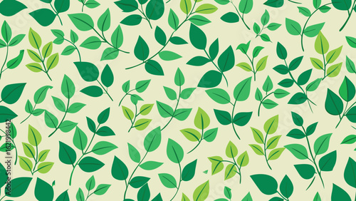 Wallpaper Mural A seamless pattern with green leaves on a white background.
 Torontodigital.ca