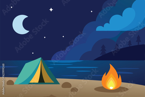 camping in the night