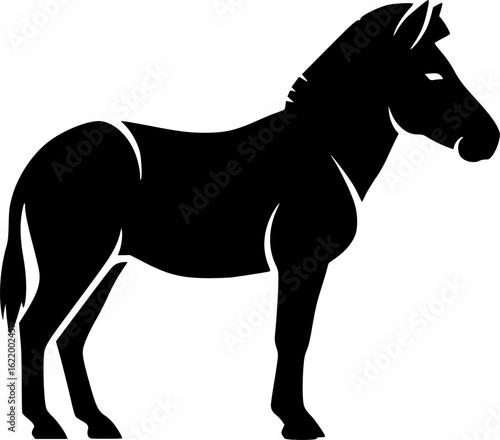 Silhouette of a quagga, a now-extinct zebra subspecies, standing profile.