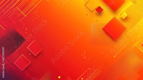 Abstract orange gradient background with geometric shapes.