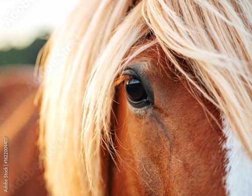 Close-up of Horse's Eye and Mane – Beautiful Equestrian Portrait
