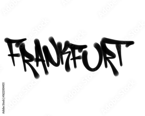 textured sprayed graffiti tagging letters FRANKFURT city name isolated in black