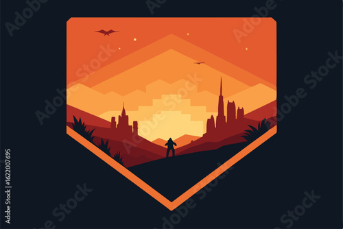 vector illustration of a sunset