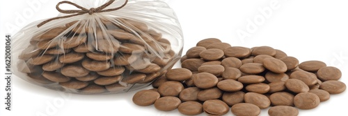 Bag of Milk Chocolate Buttons and Loose Pile