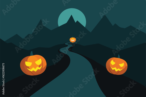 halloween pumpkin parade with neon light
