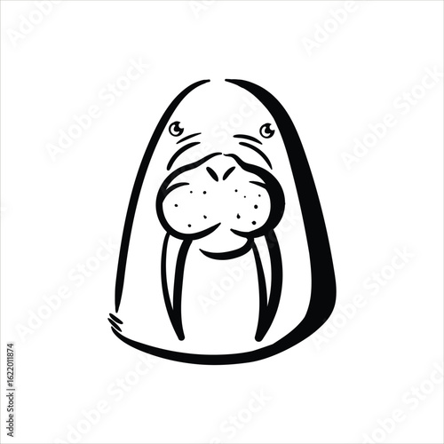 Lineart Walrus Vector Illustration Minimalist Lineart Style