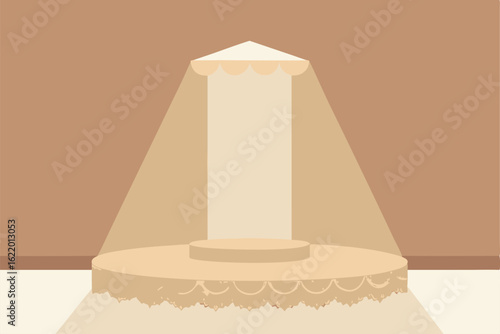 wooden podium under a single spotlight  soft ivory (1).eps