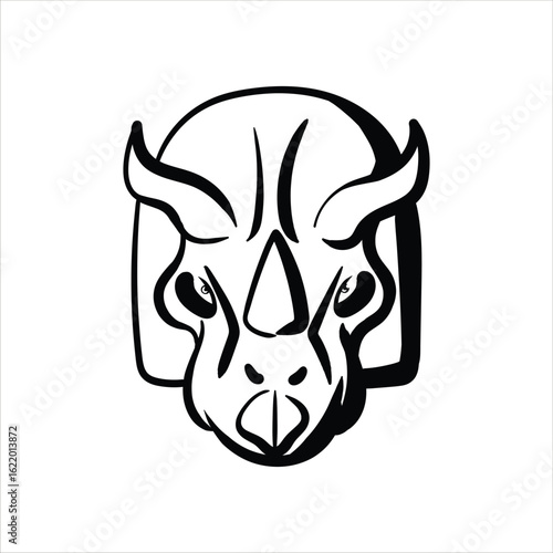 Lineart Triceratops Vector Illustration Minimalist Lineart Style