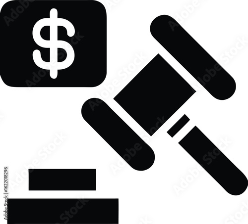 Auction sale and dollar symbol icon
