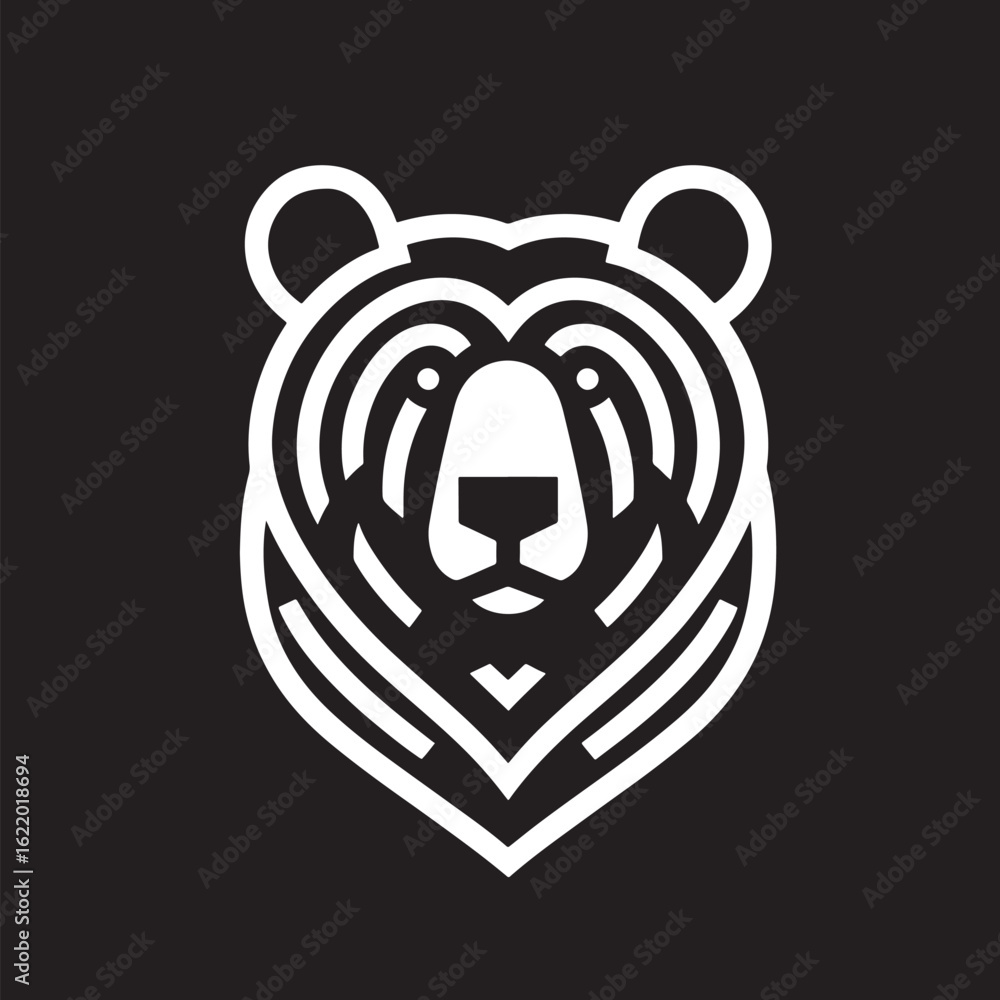 Obraz premium Tribal head of a bear. Vector illustration on a black background