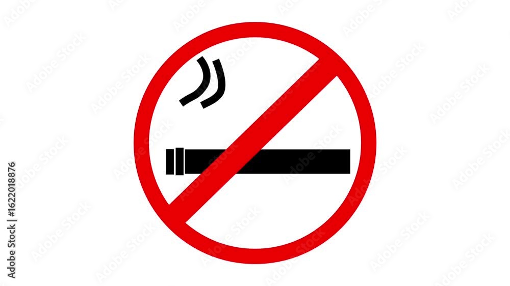 Animated No Smoking icon with rising smoke from a cigarette . Minimal loop animation on a white background. Animated No Smoking icon with rising smoke from a cigarette . Minimal loop animation on a white background.