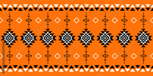 Hand drawn Batik seamless pattern. Geometric abstract illustration, Ethnic wallpaper. Tribal vector texture. Aztec style. Folk embroidery. Indian art, Scandinavian, African rug and tile.	

