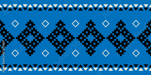 Hand drawn Batik seamless pattern. Geometric abstract illustration, Ethnic wallpaper. Tribal vector texture. Aztec style. Folk embroidery. Indian art, Scandinavian, African rug and tile.	
