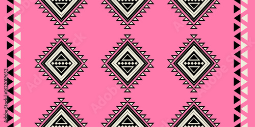 Hand drawn Batik seamless pattern. Geometric abstract illustration, Ethnic wallpaper. Tribal vector texture. Aztec style. Folk embroidery. Indian art, Scandinavian, African rug and tile.	
