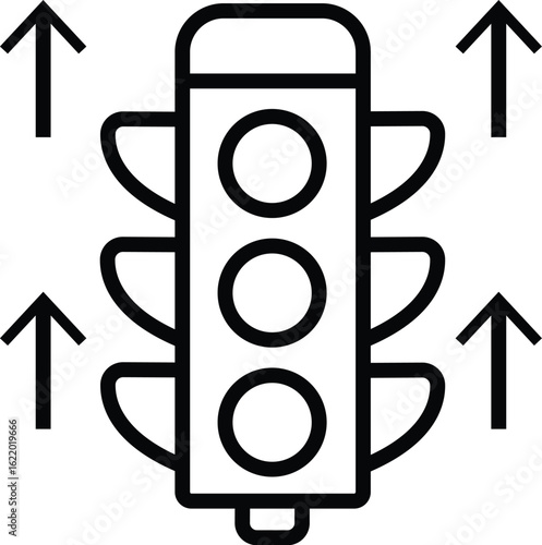 Vector illustration of a traffic light icon with symbolic design elements