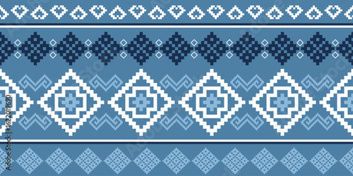 Hand drawn Batik seamless pattern. Geometric abstract illustration, Ethnic wallpaper. Tribal vector texture. Aztec style. Folk embroidery. Indian art, Scandinavian, African rug and tile.	
