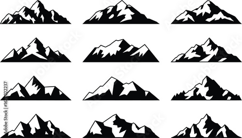 Jagged mountain peaks silhouette collection mountains