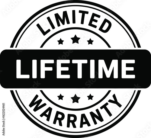Black and white stamp indicating a limited lifetime warranty
