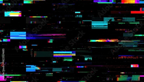 colorful RGB static noise pattern with random flickers and digital distortion, abstrac