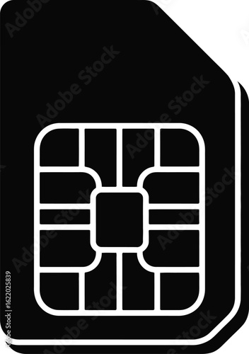 Black icon of a sim card for mobile phones and devices