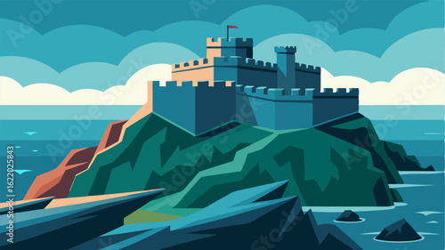 Surrounded by the shimmering sea and rugged coastline a formidable fortress stands as a silent sentinel guarding against potential invaders.