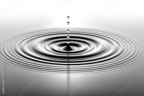 Water drop impact, concentric ripples