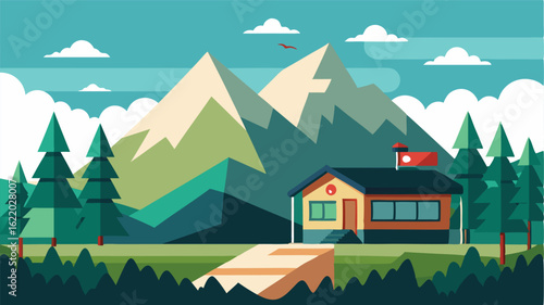 Nestled in the foothills of a mountain range the post office offers stunning views of the surrounding nature.