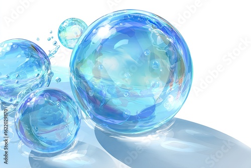 Wallpaper Mural Light blue translucent bubbles, dynamic and glossy Torontodigital.ca